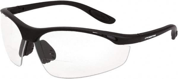 CrossFire - +2.5, Clear Lenses, Scratch Resistant, Framed Magnifying Safety Glasses - UV Protection, Black Frame - Americas Industrial Supply