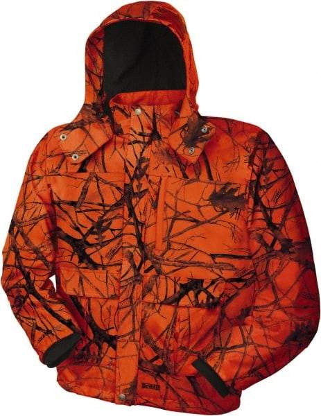 DeWALT - Size 2XL Heated & Cold Weather Jacket - Camo Blaze, Polyester, Zipper Closure, 58" Chest - Americas Industrial Supply