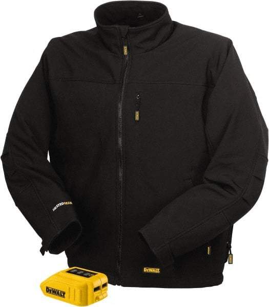 DeWALT - Size XL Heated & Cold Weather Jacket - Black, Polyester, Zipper Closure, 52" Chest - Americas Industrial Supply