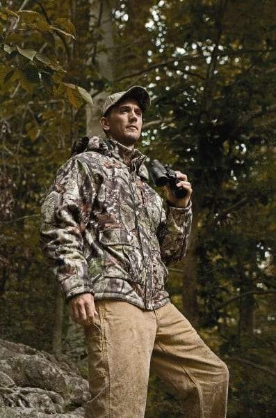 DeWALT - Size L Heated & Cold Weather Jacket - Camouflage, Polyester, Zipper Closure, 50" Chest - Americas Industrial Supply