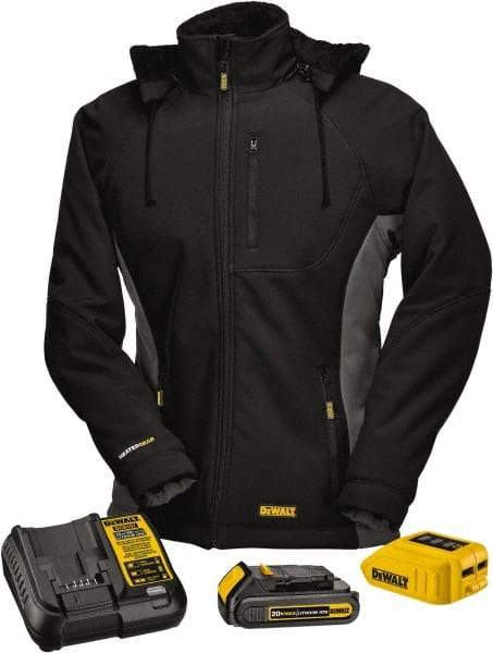 DeWALT - Size XL Heated & Cold Weather Jacket - Black, Polyester, Zipper Closure, 48" Chest - Americas Industrial Supply