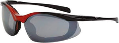 CrossFire - Silver Mirror Lenses, Framed Safety Glasses - Scratch Resistant, Black Frame, Size Universal, Wrap Around - Americas Industrial Supply