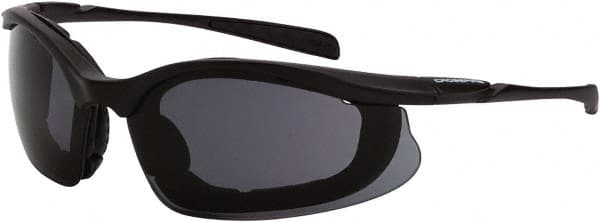 CrossFire - Smoke Lenses, Framed Safety Glasses - Anti-Fog, Matte Black Frame, Size Universal, Wrap Around - Americas Industrial Supply