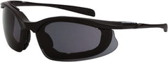 CrossFire - Smoke Lenses, Framed Safety Glasses - Anti-Fog, Matte Black Frame, Size Universal, Wrap Around - Americas Industrial Supply
