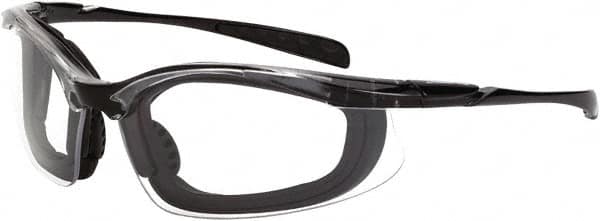 CrossFire - Clear Lenses, Framed Safety Glasses - Anti-Fog, Crystal Black Frame, Size Universal, Wrap Around - Americas Industrial Supply