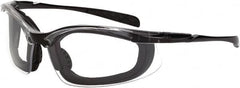CrossFire - Clear Lenses, Framed Safety Glasses - Anti-Fog, Crystal Black Frame, Size Universal, Wrap Around - Americas Industrial Supply
