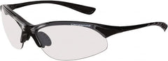 CrossFire - Indoor/Outdoor Lenses, Framed Safety Glasses - Scratch Resistant, Crystal Black Frame, Size Universal, Wrap Around - Americas Industrial Supply