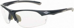 CrossFire - Clear Lenses, Framed Safety Glasses - Scratch Resistant, Gray Frame, Size Universal, Wrap Around - Americas Industrial Supply