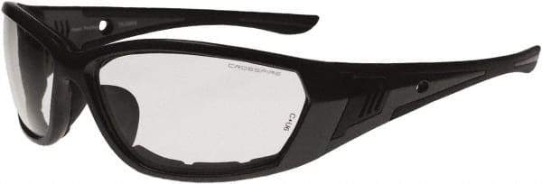 CrossFire - Smoke Lenses, Framed Safety Glasses - Anti-Fog, Gray Frame, Size Universal, Wrap Around - Americas Industrial Supply