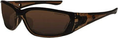 CrossFire - Brown Lenses, Framed Safety Glasses - Anti-Fog, Crystal Brown Frame, Size Universal, Wrap Around - Americas Industrial Supply