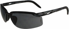 CrossFire - Smoke Lenses, Framed Safety Glasses - Scratch Resistant, Black Frame, Size Universal, Wrap Around - Americas Industrial Supply