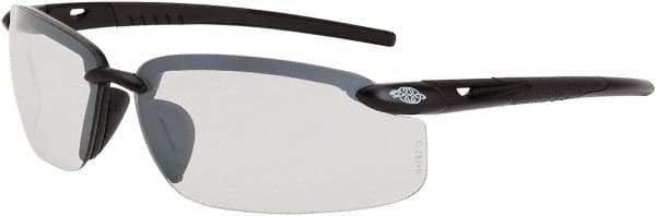 CrossFire - Indoor/Outdoor Lenses, Framed Safety Glasses - Scratch Resistant, Black Frame, Size Universal, Wrap Around - Americas Industrial Supply