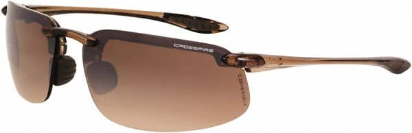 CrossFire - +2.5, Brown Lenses, Scratch Resistant, Frameless Magnifying Safety Glasses - UV Protection - Americas Industrial Supply