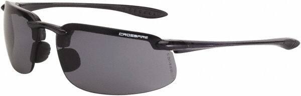CrossFire - Smoke Lenses, Framed Safety Glasses - Scratch Resistant, Crystal Black Frame, Size Universal, Wrap Around - Americas Industrial Supply