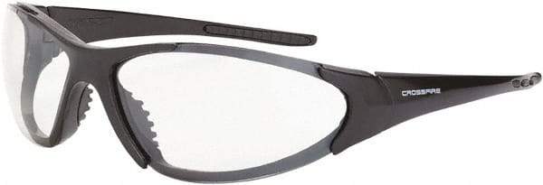 CrossFire - Clear Lenses, Framed Safety Glasses - Anti-Fog, Gray Frame, Size Universal, Wrap Around - Americas Industrial Supply