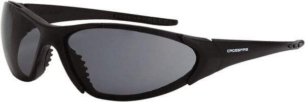 CrossFire - Smoke Lenses, Framed Safety Glasses - Scratch Resistant, Black Frame, Size Universal, Wrap Around - Americas Industrial Supply