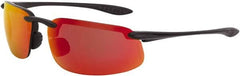 CrossFire - Red Mirror Lenses, Framed Safety Glasses - Scratch Resistant, Black Frame, Size Universal, Wrap Around - Americas Industrial Supply