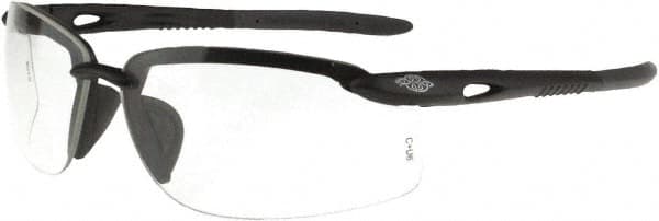 CrossFire - Clear Lenses, Framed Safety Glasses - Scratch Resistant, Black Frame, Size Universal, Wrap Around - Americas Industrial Supply