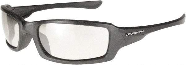 CrossFire - Indoor/Outdoor Lenses, Framed Safety Glasses - Scratch Resistant, Gray Frame, Size Universal, Wrap Around - Americas Industrial Supply