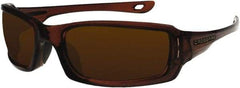 CrossFire - Silver Mirror Lenses, Framed Safety Glasses - Scratch Resistant, Crystal Brown Frame, Size Universal, Wrap Around - Americas Industrial Supply