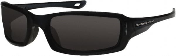 CrossFire - Smoke Lenses, Framed Safety Glasses - Scratch Resistant, Crystal Black Frame, Size Universal, Wrap Around - Americas Industrial Supply