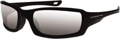 CrossFire - Silver Mirror Lenses, Framed Safety Glasses - Scratch Resistant, Black Frame, Size Universal, Wrap Around - Americas Industrial Supply