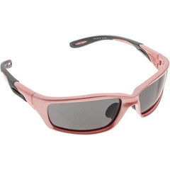 CrossFire - Dark Smoke Lenses, Framed Safety Glasses - Scratch Resistant, Pink Frame, Secure Fit Temples, Universal Size, Wrap Around Frame - Americas Industrial Supply