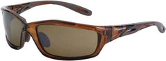 CrossFire - Brown Mirror Lenses, Framed Safety Glasses - Scratch Resistant, Brown Frame, Size Universal, Wrap Around - Americas Industrial Supply