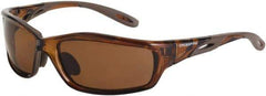 CrossFire - Polarized Brown Lenses, Framed Polarized Glasses - Scratch Resistant, Brown Frame, Size Universal, Wrap Around - Americas Industrial Supply