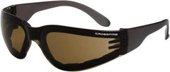 CrossFire - Brown Lenses, Framed Safety Glasses - Anti-Fog, Brown Frame, Size Universal, Wrap Around - Americas Industrial Supply