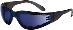 CrossFire - Blue Mirror Lenses, Framed Safety Glasses - Scratch Resistant, Black Frame, Size Universal, Wrap Around - Americas Industrial Supply