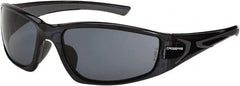CrossFire - Smoke Lenses, Framed Safety Glasses - Scratch Resistant, Black Frame, Size Universal, Wrap Around - Americas Industrial Supply
