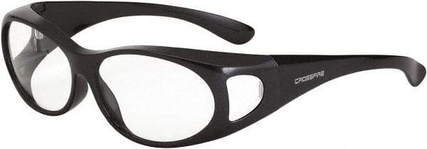 CrossFire - Clear Lenses, Framed Safety Glasses - Scratch Resistant, Gray Frame, Size Universal, Over the Glasses - Americas Industrial Supply