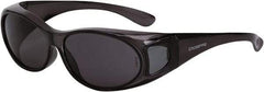 CrossFire - Smoke Lenses, Framed Safety Glasses - Scratch Resistant, Crystal Black Frame, Size Universal, Over the Glasses - Americas Industrial Supply