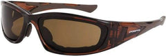 CrossFire - Brown Lenses, Framed Safety Glasses - Anti-Fog, Crystal Brown Frame, Size Universal, Wrap Around - Americas Industrial Supply