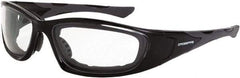 CrossFire - Clear Lenses, Framed Safety Glasses - Anti-Fog, Black Frame, Size Universal, Wrap Around - Americas Industrial Supply