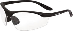 CrossFire - Clear Lenses, Framed Safety Glasses - Scratch Resistant, Matte Black Frame, Size Universal, Wrap Around - Americas Industrial Supply