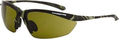 CrossFire - Green Lenses, Framed Safety Glasses - Scratch Resistant, Green Camouflage Frame, Size Universal, Wrap Around - Americas Industrial Supply