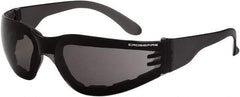 CrossFire - Smoke Lenses, Framed Safety Glasses - Anti-Fog, Black Frame, Size Universal, Wrap Around - Americas Industrial Supply