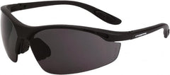 CrossFire - Smoke Lenses, Framed Safety Glasses - Scratch Resistant, Matte Black Frame, Size Universal, Wrap Around - Americas Industrial Supply