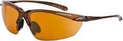 CrossFire - Copper Lenses, Framed Safety Glasses - Scratch Resistant, Crystal Brown Frame, Size Universal, Wrap Around - Americas Industrial Supply