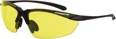 CrossFire - Yellow Lenses, Framed Safety Glasses - Scratch Resistant, Matte Black Frame, Size Universal, Wrap Around - Americas Industrial Supply