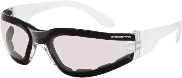 CrossFire - Indoor/Outdoor Lenses, Framed Safety Glasses - Anti-Fog, Clear Frame, Size Universal, Wrap Around - Americas Industrial Supply