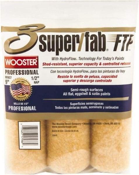 Wooster Brush - 1/2" Nap, 9" Wide Paint Roller - Semi-Rough Texture, Knitted - Americas Industrial Supply