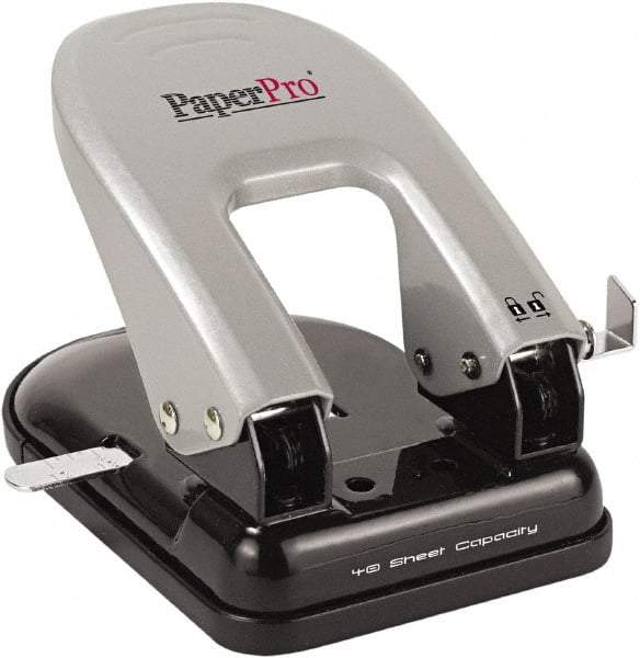 PaperPro - Paper Punches Type: 40 Sheet Manual Two Hole Punch Color: Black/Silver - Americas Industrial Supply