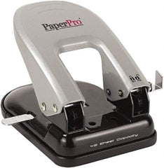 PaperPro - Paper Punches Type: 40 Sheet Manual Two Hole Punch Color: Black/Silver - Americas Industrial Supply