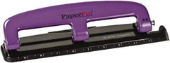 PaperPro - Paper Punches Type: 12 Sheet Manual Three Hole Punch Color: Purple/Black - Americas Industrial Supply