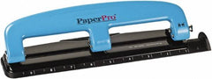 PaperPro - Paper Punches Type: 12 Sheet Manual Three Hole Punch Color: Blue/Black - Americas Industrial Supply