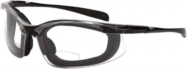 CrossFire - +2.5, Clear Lenses, Scratch Resistant, Framed Magnifying Safety Glasses - UV Protection, Black Frame - Americas Industrial Supply