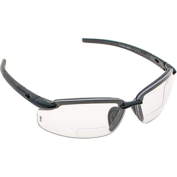 CrossFire - +1.5, Clear Lenses, Scratch Resistant, Frameless Magnifying Safety Glasses - UV Protection - Americas Industrial Supply